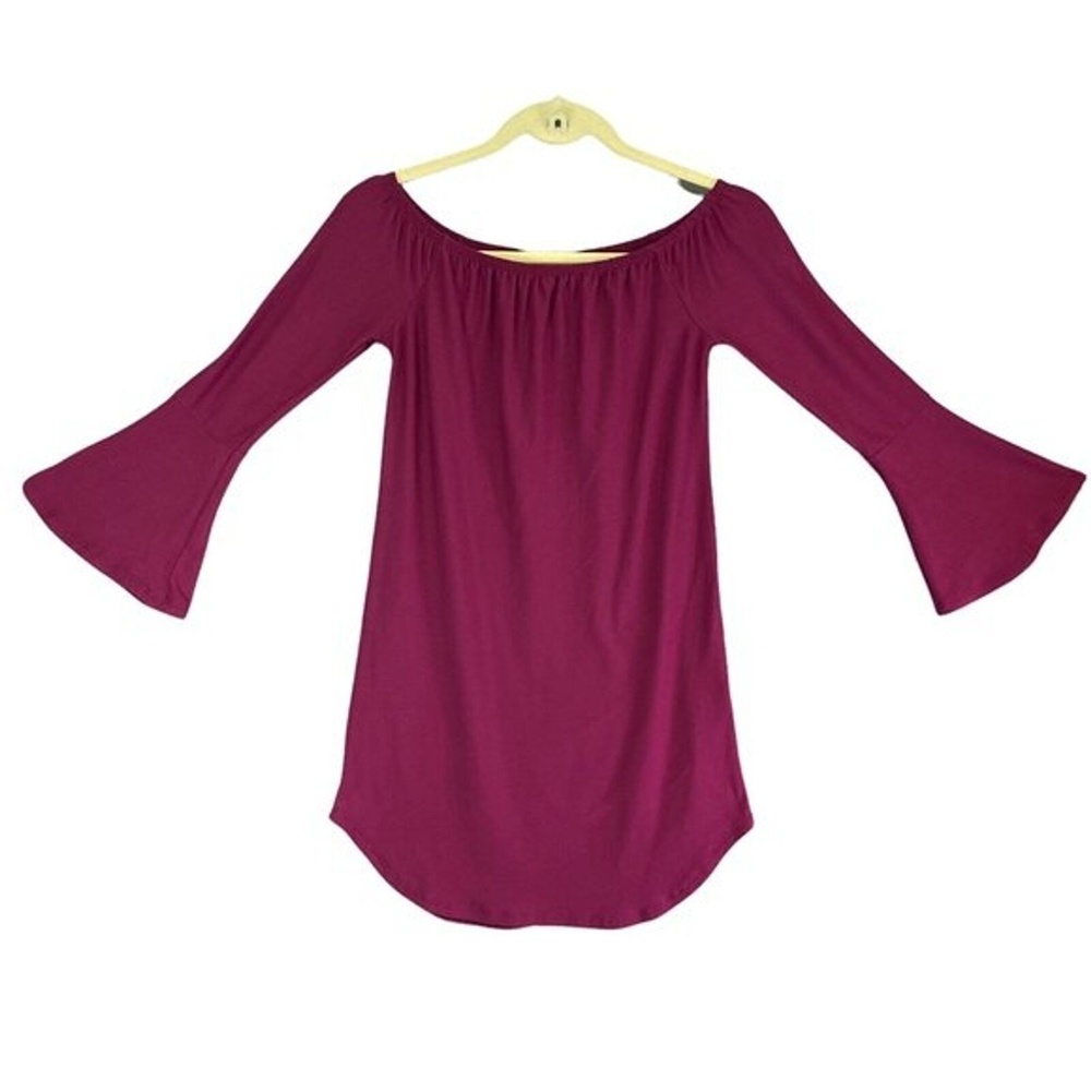 No Comment Boat Neckline Bell Sleeve Pink‎ Tunic Top Size | L